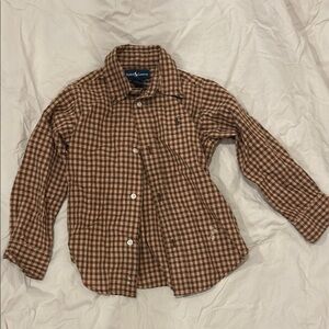 Ralph Lauren Brown Button Down Shirt Classic Gingham Pattern